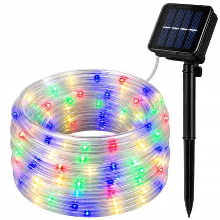 Lampki solarne ogrodowe LED wąż 7m 50 LED multikolor 8 trybów wodoodporne