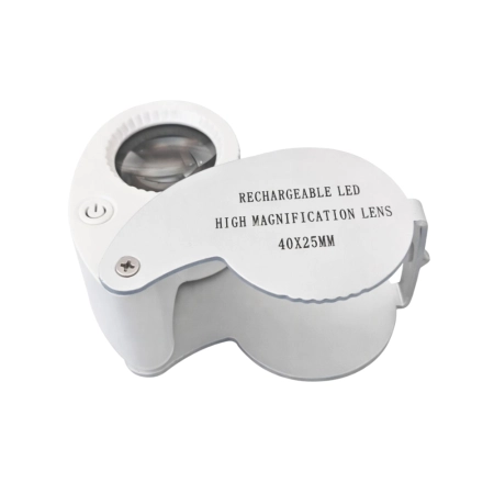 Lupa jubilerska powiększenie 40x kieszonkowa składana 25mm dioda 9 led