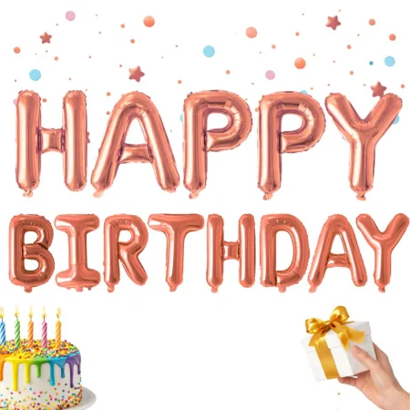Balony foliowe happy birthday girlanda różowe napis urodziny dekoracja