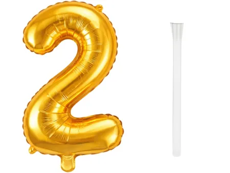 Balon foliowy cyfra liczba 2 złota 66cm urodziny przyjęcie dekoraca złoty