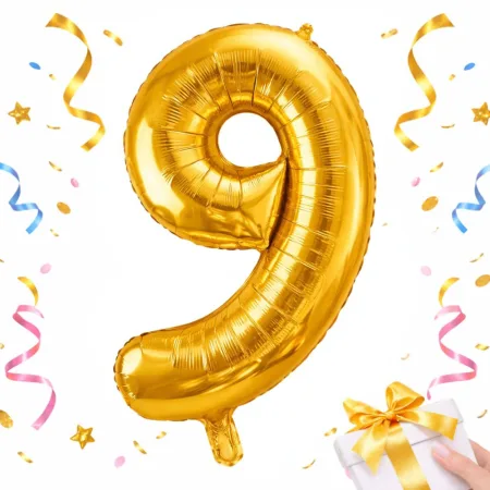 Balon foliowy cyfra liczba 9 złota 66cm urodziny przyjęcie dekoraca złoty