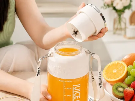 Bidon blender butelka usb 1200ml kubek do smoothie shaker ze słomką paskiem