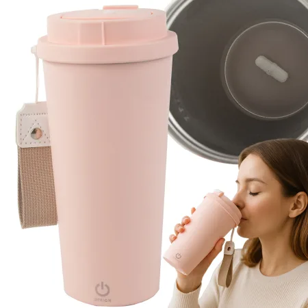 Kubek samomieszający 350ml stalowy termos na zimne i gorące smycz usb