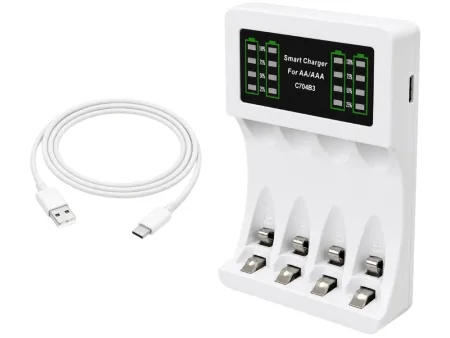 Ładowarka do akumulatorków aa aaa led + 4 akumulatorki aa kabel usb-c