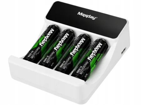 Ładowarka do akumulatorków aa aaa lcd + 4 akumulatorki aa kabel usb-c