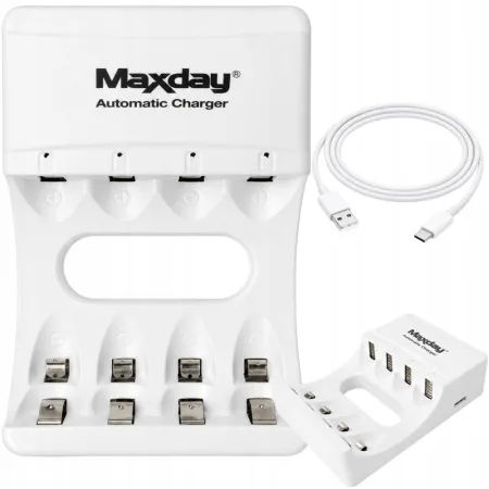 Ładowarka do akumulatorków aa aaa usb-c led 4 sloty szybkie ładowanie